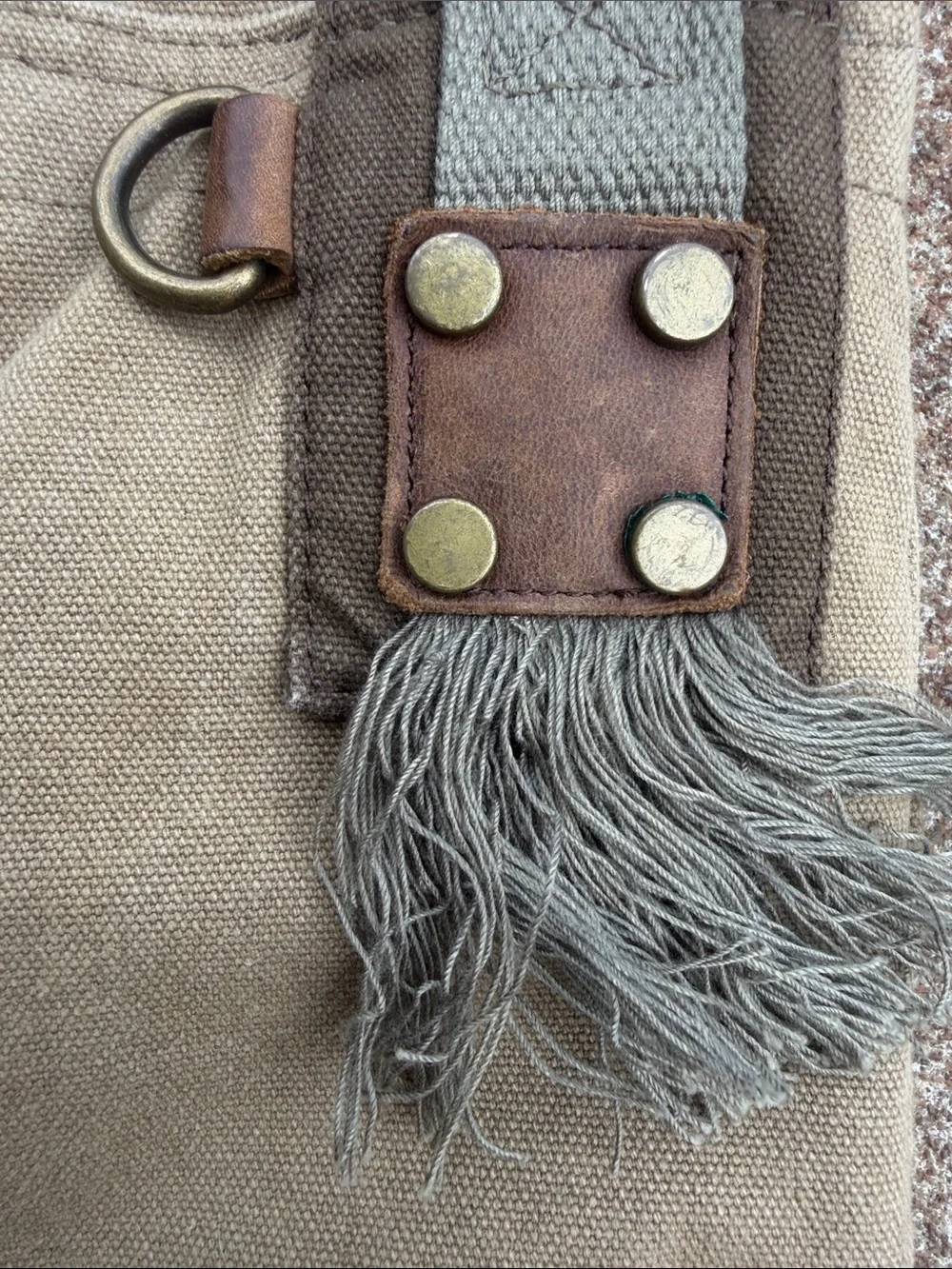 CHALA Canvas Crossbody Messenger Bag in Olive and Brown